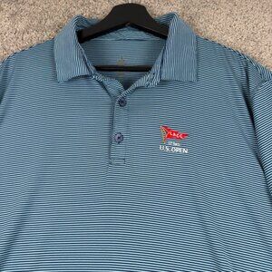 LACC Golf Polo Men's XL Blue White Performance Shirt US OPEN Official Stretch
